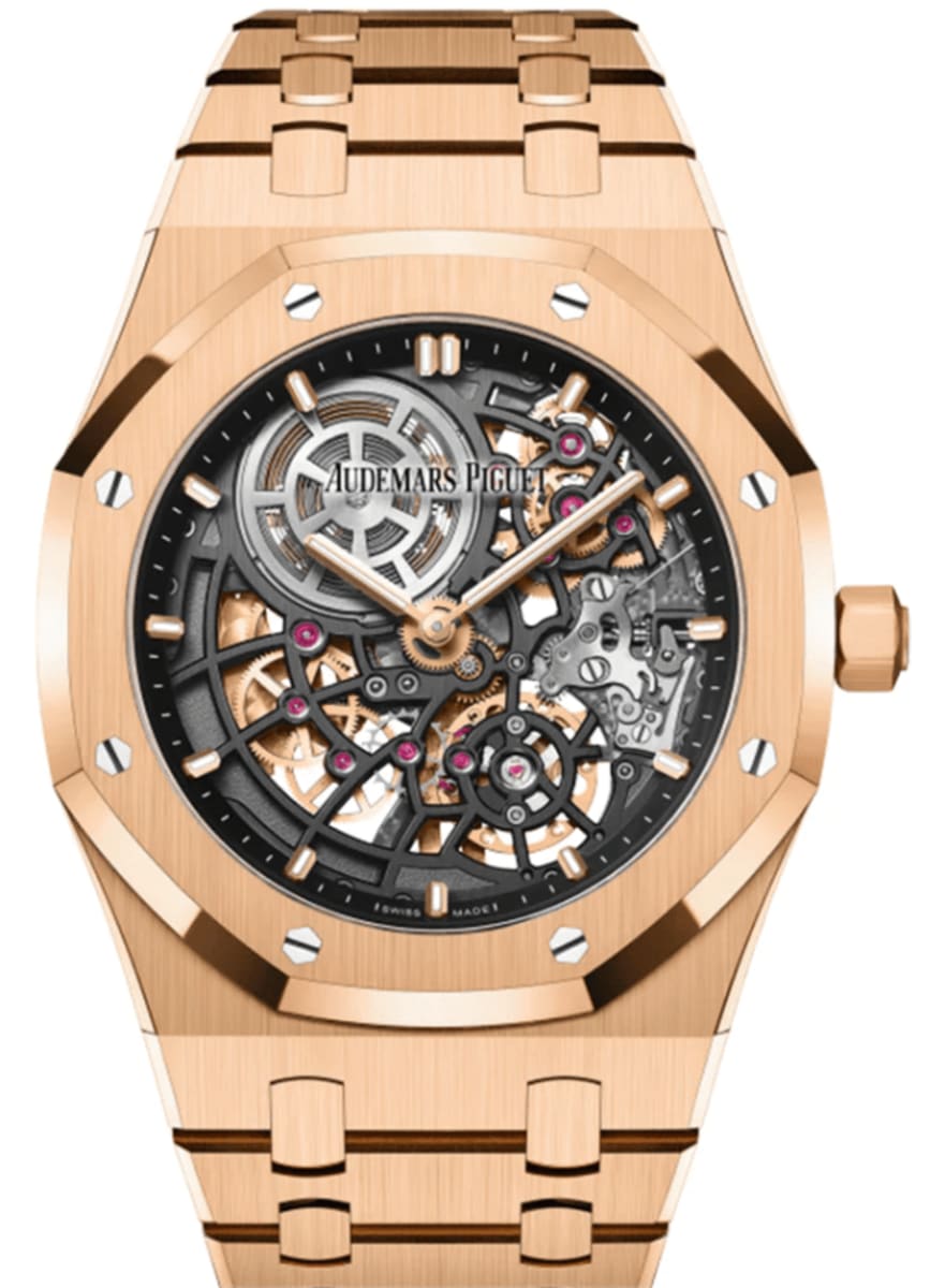 Audemars Piguet Royal Oak Jumbo Extra-Thin Openworked Dial 18k Rose Gold Men's Watch 16204OR.OO.1240OR.03
