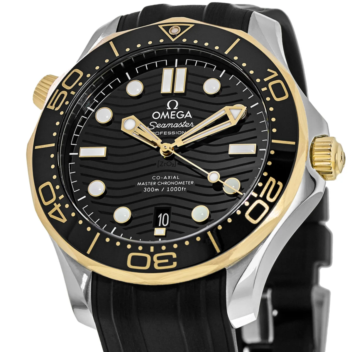 Seamaster Diver 300M Automatic Black Dial 18K Yellow Gold Bezel Rubber Strap Men's Watch 210.22.42.20.01.001 - Image 2