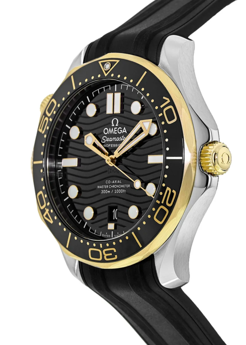 Seamaster Diver 300M Automatic Black Dial 18K Yellow Gold Bezel Rubber Strap Men's Watch 210.22.42.20.01.001 - Image 3