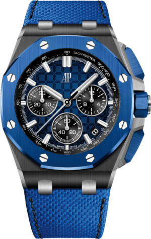 Royal Oak Offshore Automatic Chronograph Smoked Blue Dial Leather Strap Men's Watch 26420CE.OO.A043VE.01