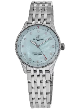 Navitimer 32 Blue Mother of Pearl Diamond Dial Steel Women's Watch A77320171C1A1