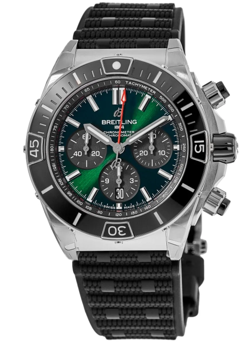 Super Chronomat B01 44 Green Dial Rubber Strap Men's Watch AB0136251L1S1