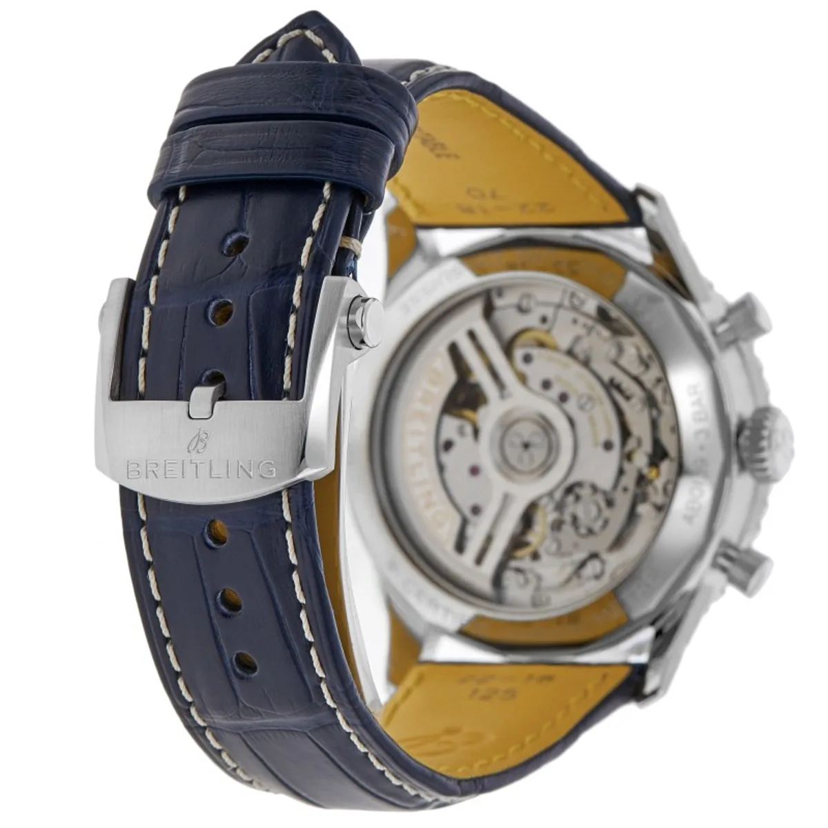 Navitimer B01 Chronograph 41 Automatic White Dial Blue Leather Strap Men's Watch AB0139A71G1P1 - Image 3