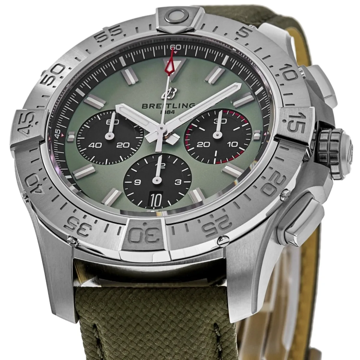Avenger B01 Chronograph 44 Automatic Green Dial Leather Strap Men's Watch AB0147101L1X1 - Image 2