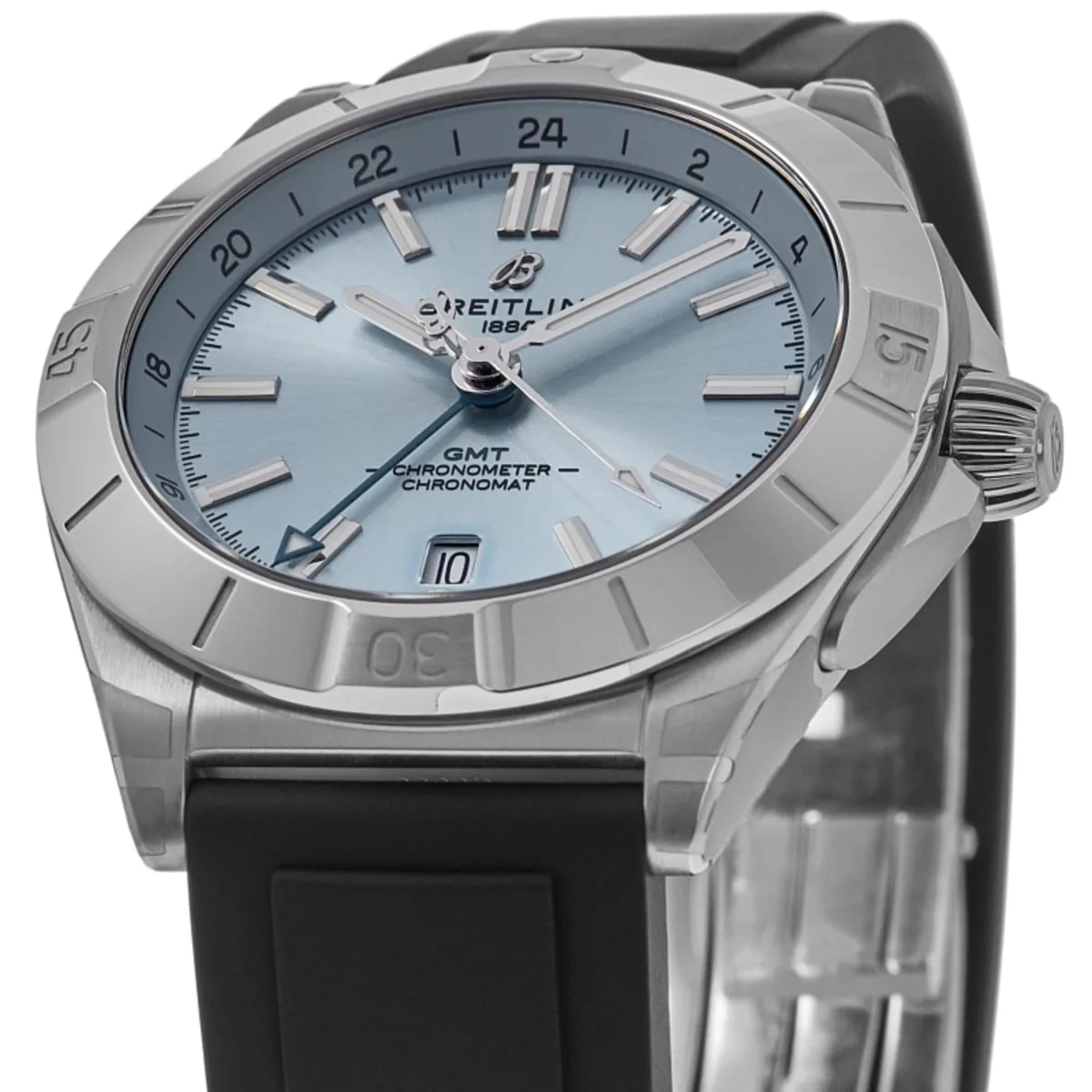 Chronomat Automatic GMT 40 Ice Blue Dial Platinum Bezel Black Rubber Strap Men's Watch P32398101C1S1 - Image 2