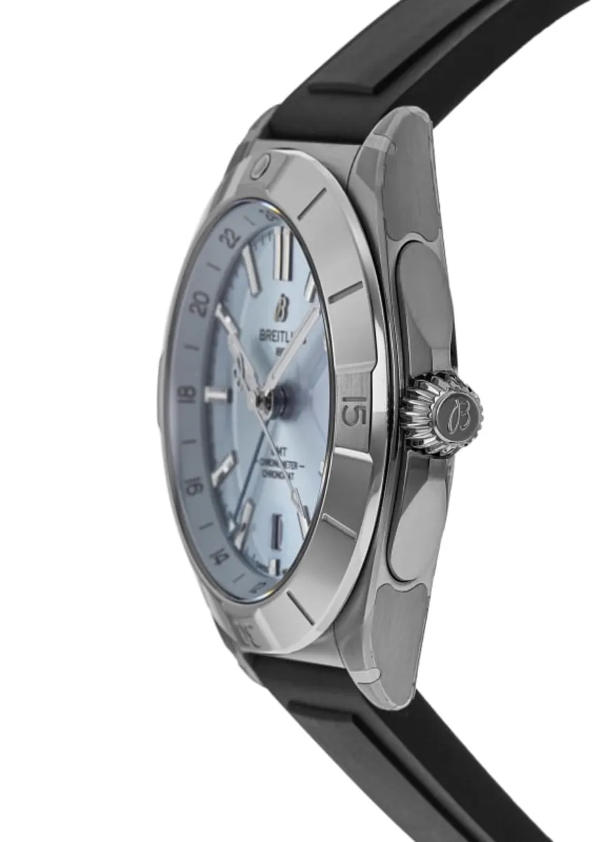Chronomat Automatic GMT 40 Ice Blue Dial Platinum Bezel Black Rubber Strap Men's Watch P32398101C1S1 - Image 3