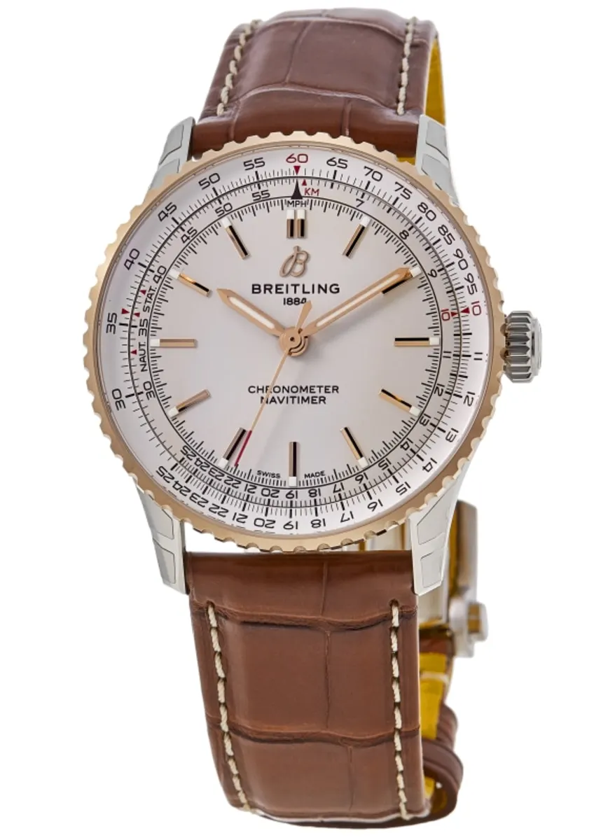 Navitimer Automatic 41 Cream Dial 18K Rose Gold Bezel Brown Leather Strap Men's Watch U17329F41G1P1