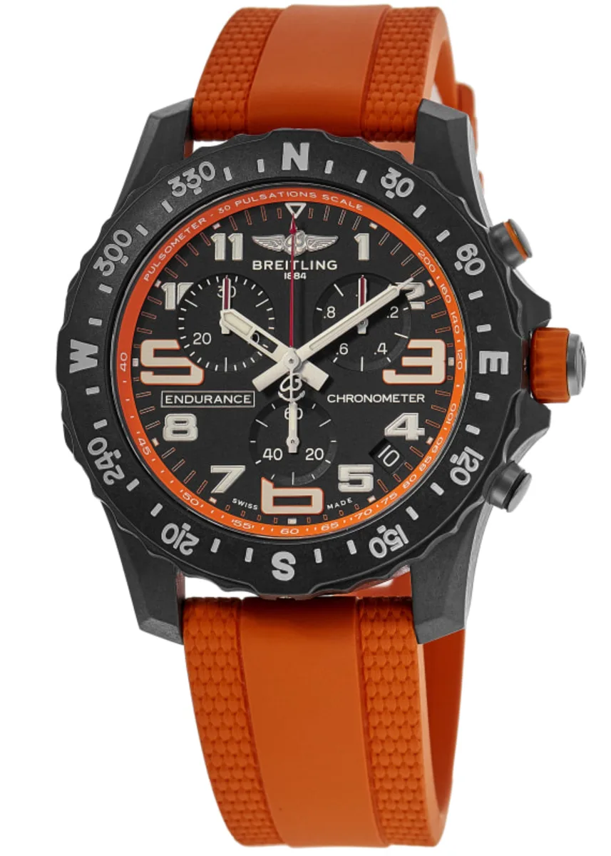 Endurance Pro 44 Quartz Chronograph Black Dial Orange Rubber Strap Men's Watch X82310A51B1S2
