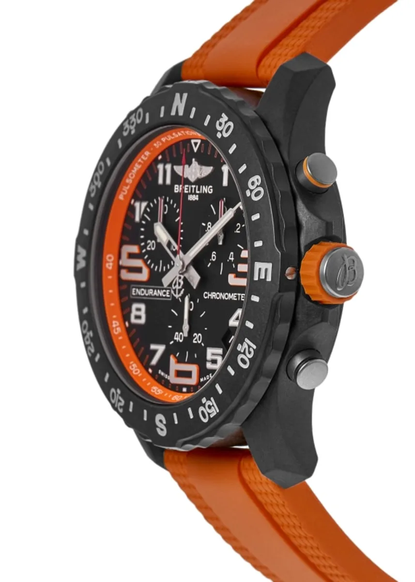 Endurance Pro 44 Quartz Chronograph Black Dial Orange Rubber Strap Men's Watch X82310A51B1S2 - Image 3