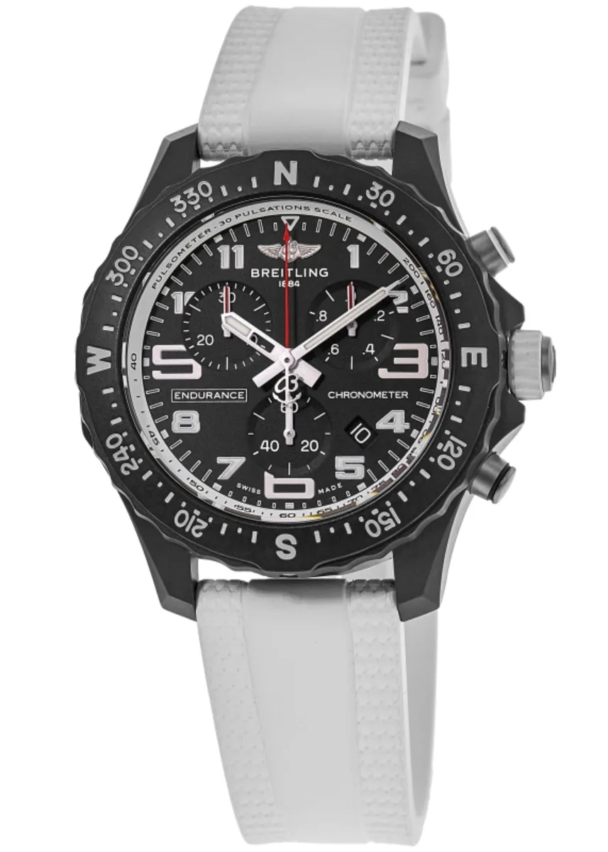 Endurance Pro 38 Quartz Chronograph Black Dial Breitlight White Rubber Strap Unisex Watch X83310A71B1S1