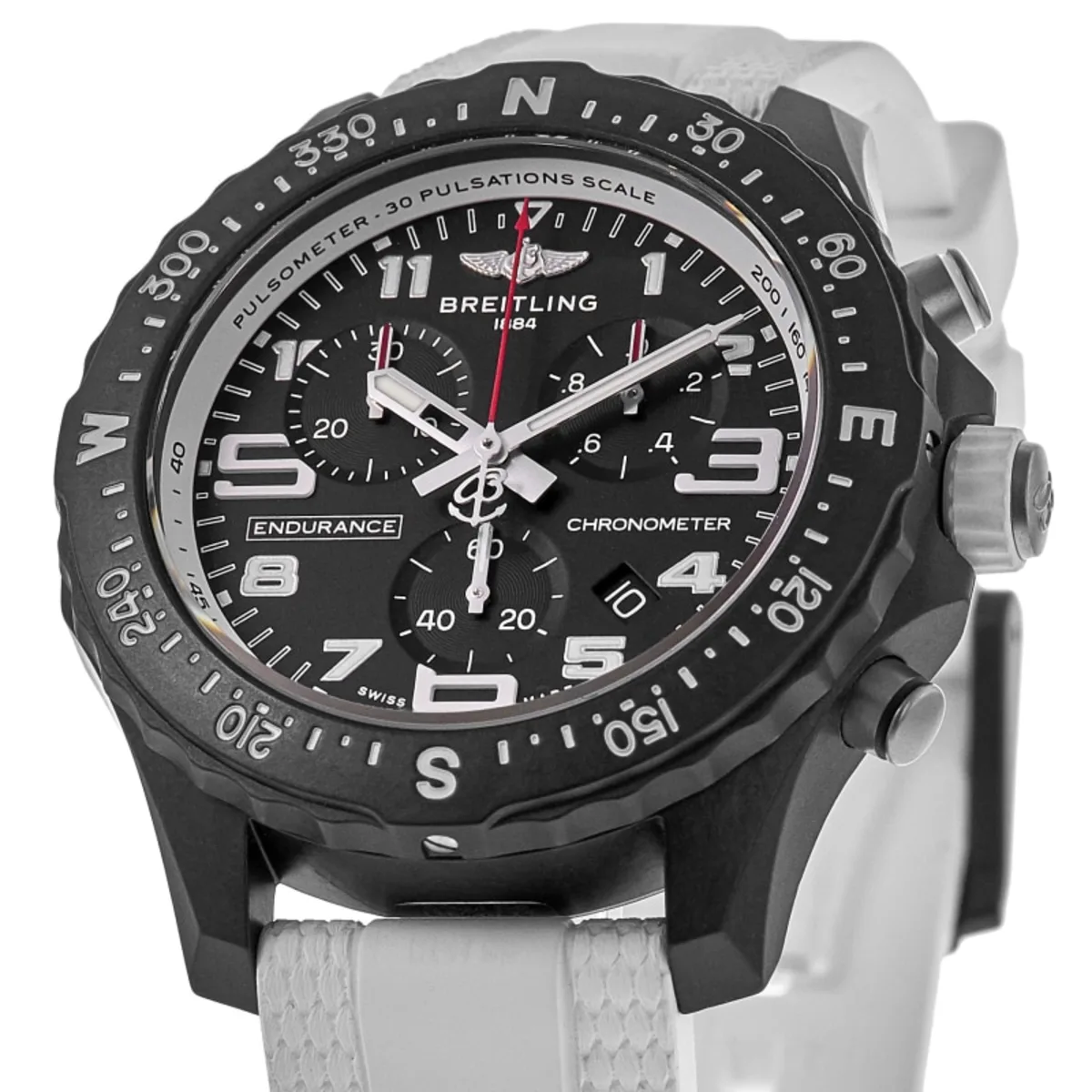 Endurance Pro 38 Quartz Chronograph Black Dial Breitlight White Rubber Strap Unisex Watch X83310A71B1S1 - Image 2