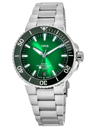 Aquis Date Green Dial Steel Men's Watch 01 400 7763 4157-07 8 24 09PEB