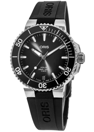 Aquis Aquispro Date Calibre 400 Black Dial Rubber Strap Men's Watch 01 400 7769 4154-07 4 22 74FC
