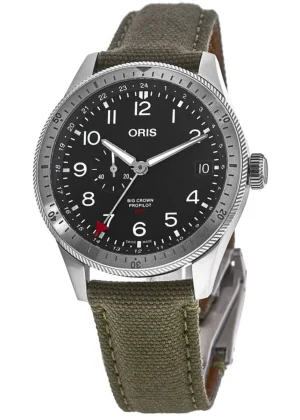 Big Crown ProPilot Timer GMT Black Dial Green Fabric Strap Men's Watch 01 748 7756 4064-07 3 22 02LC