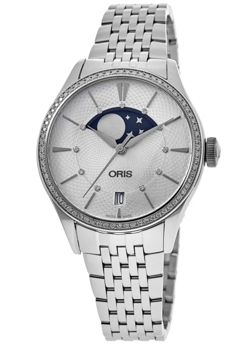 Artelier Grande Lune Date Diamonds Automatic Grey Dial Steel Women's Watch 01 763 7723 4951-07 8 18 79