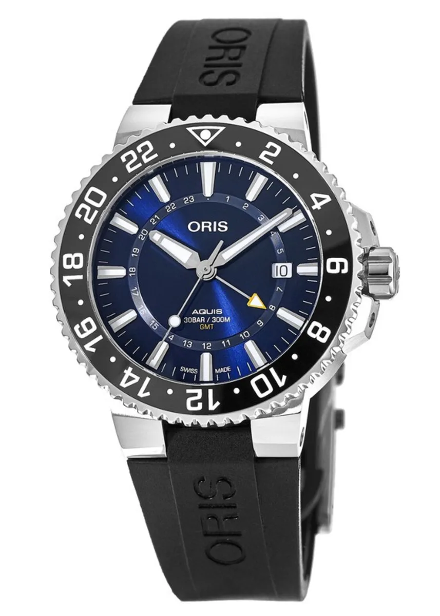 Aquis GMT Date Automatic Blue Dial Rubber Strap Men's Watch 01 798 7754 4135-07 4 24 64EB