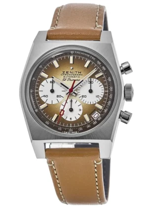Chronomaster Revival El Primero A385 Brown Dial Leather Strap Men's Watch 03.A384.400/385.C855
