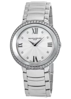 Promesse 34mm Silver Dial Diamond Bezel Steel Women's Watch 10199