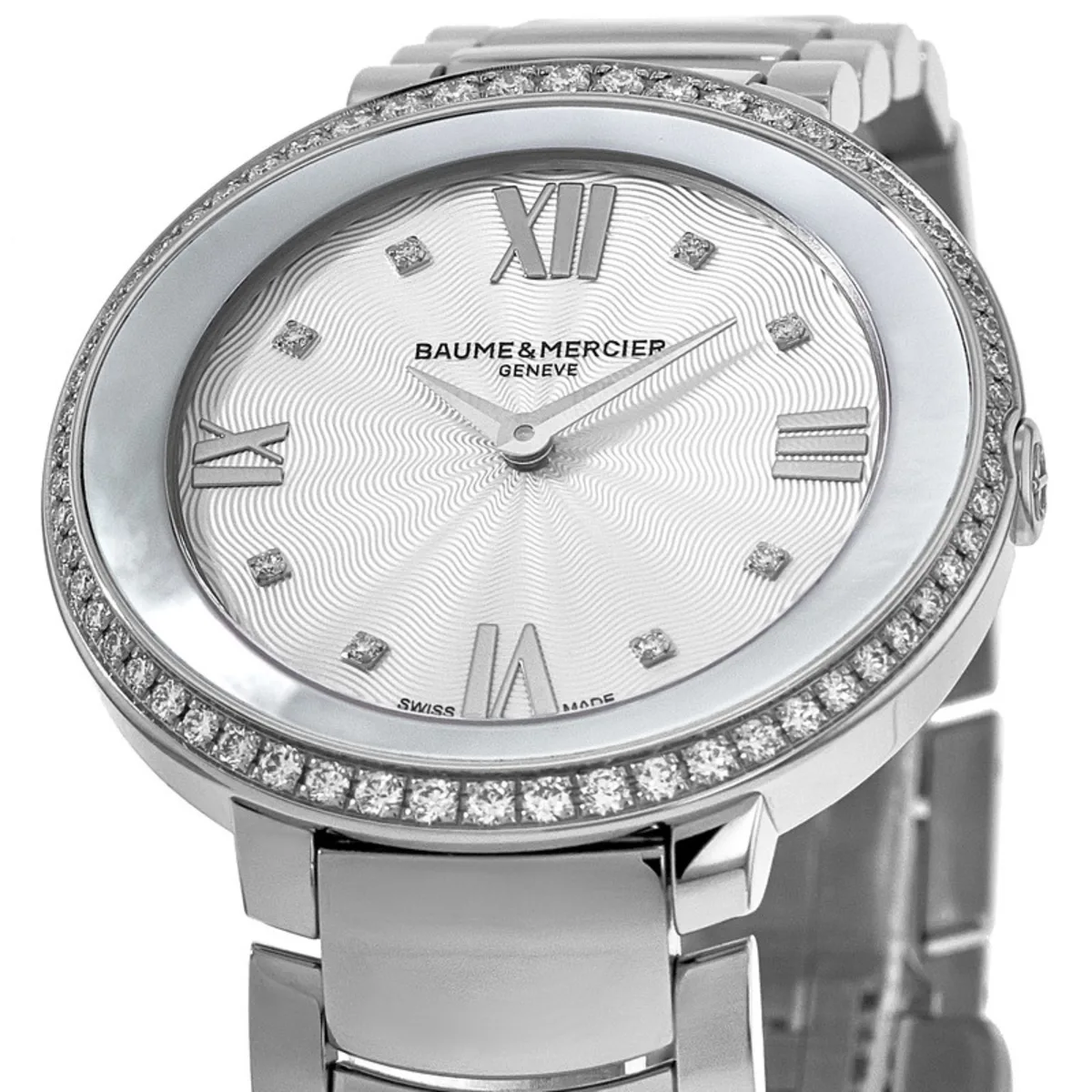 Promesse 34mm Silver Dial Diamond Bezel Steel Women's Watch 10199 - Image 2