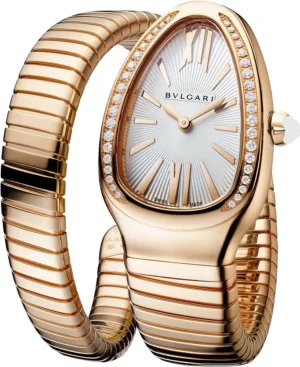 Serpenti Tubogas Silver Dial Diamond Rose Gold Women's Watch 103003