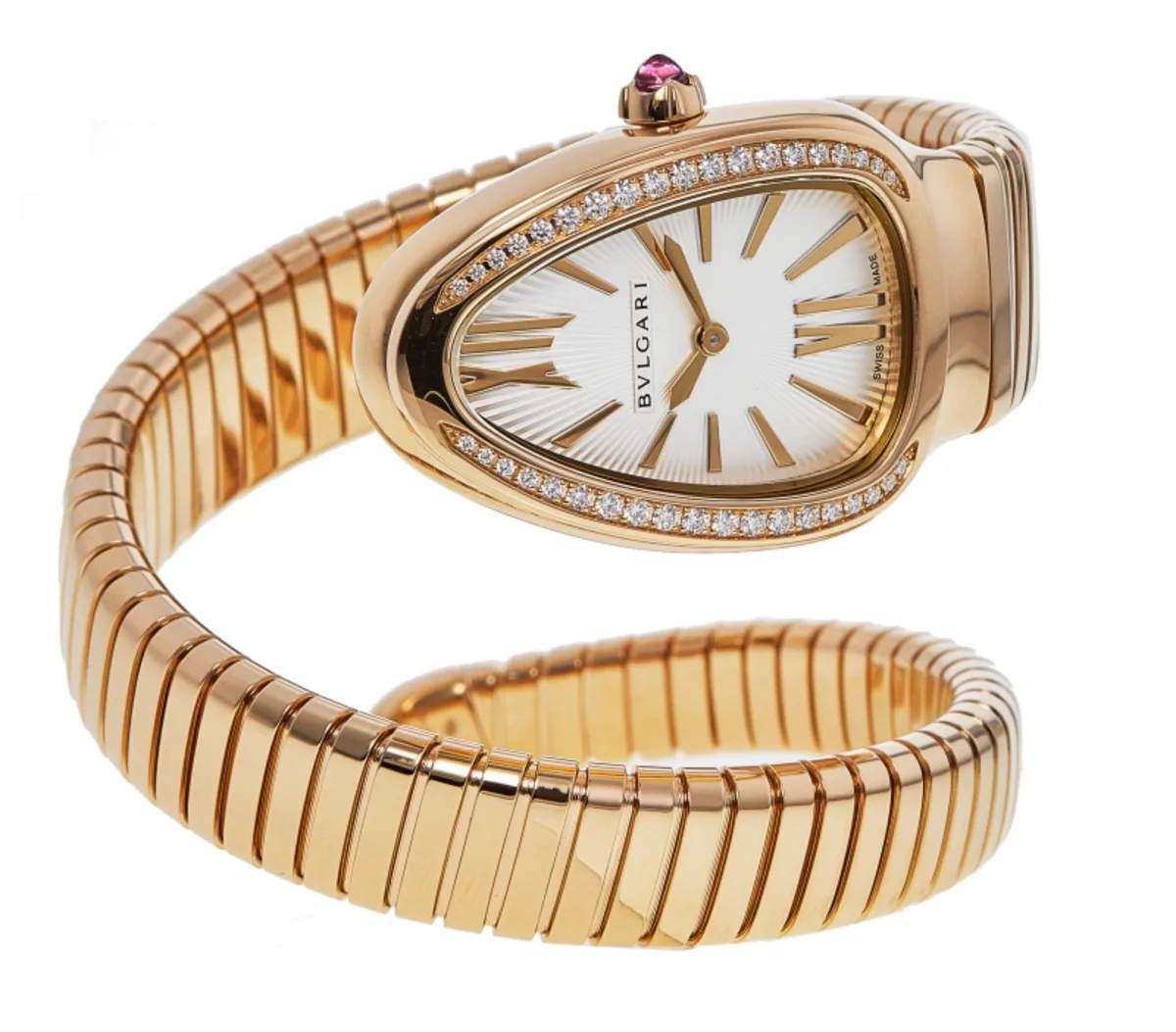 Serpenti Tubogas Silver Dial Diamond Rose Gold Women's Watch 103003 - Image 2