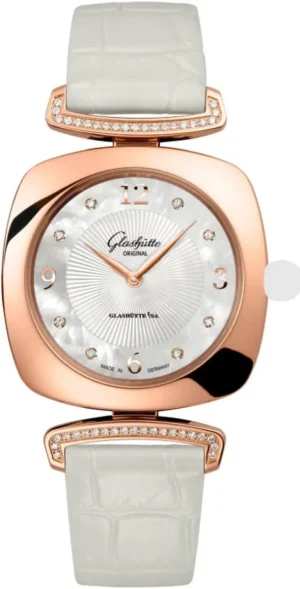 Pavonina Pavonina Mother of Pearl Dial Diamond Rose Gold Leather Strap Women's Watch 1-03-02-04-05-30