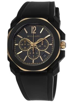 Octo Velocissimo Automatic Black Steel Rubber Strap Men's Watch 103075