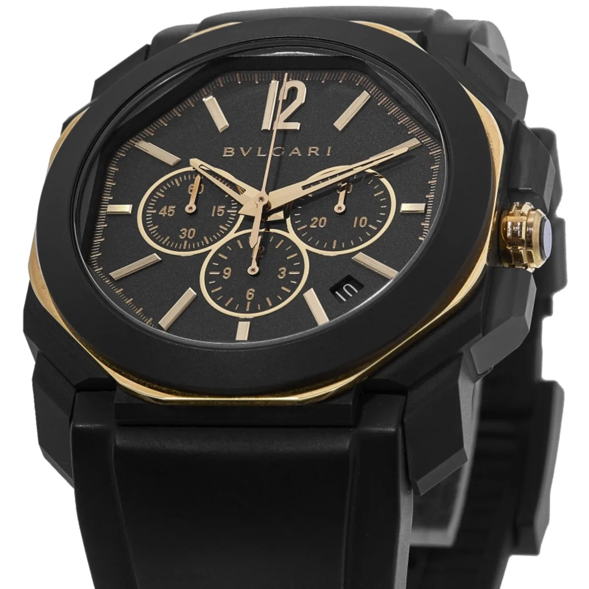 Octo Velocissimo Automatic Black Steel Rubber Strap Men's Watch 103075 - Image 3