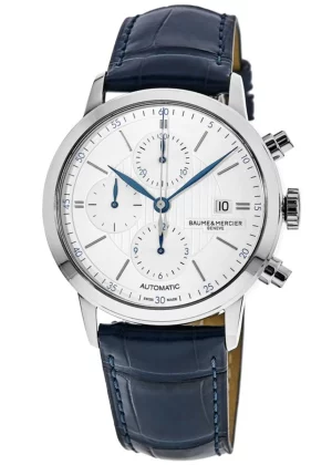Classima Automatic Silver Chronograph Dial Leather Strap Men's Watch 10330