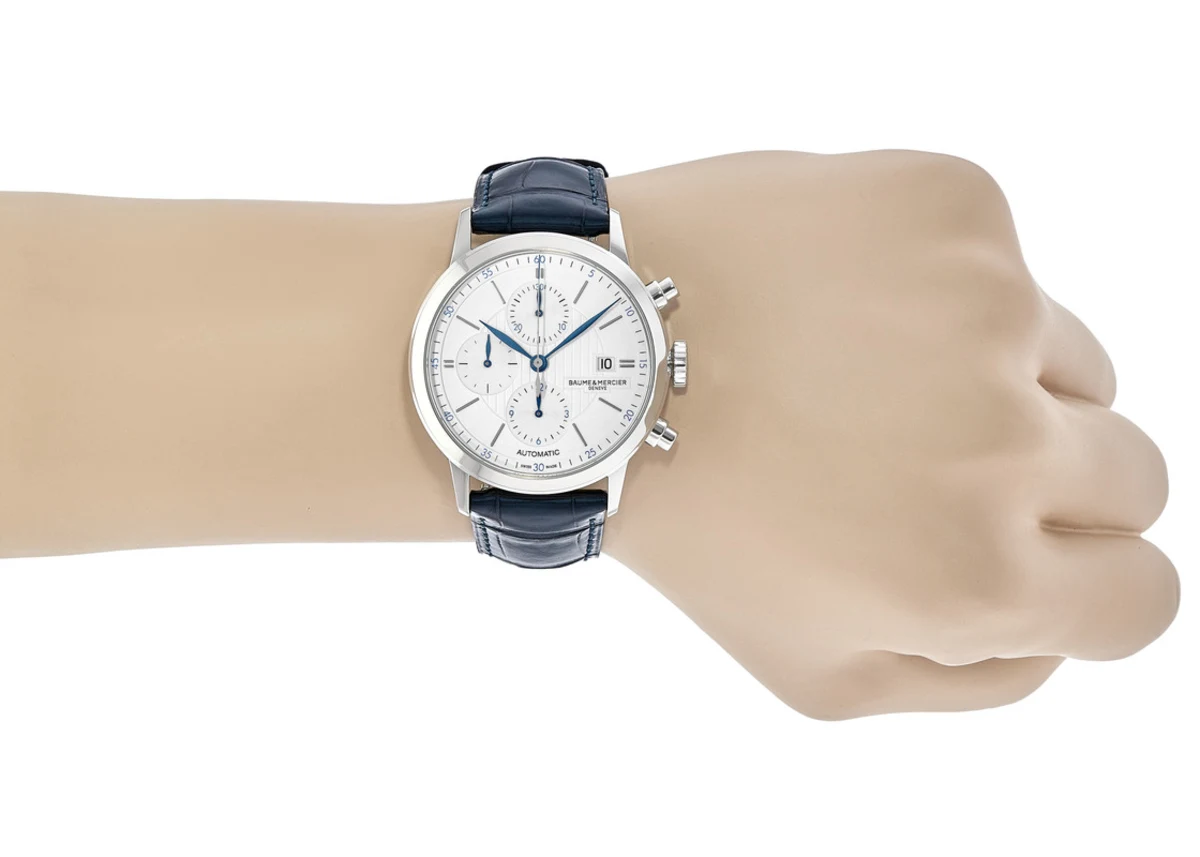 Classima Automatic Silver Chronograph Dial Leather Strap Men's Watch 10330 - Image 5
