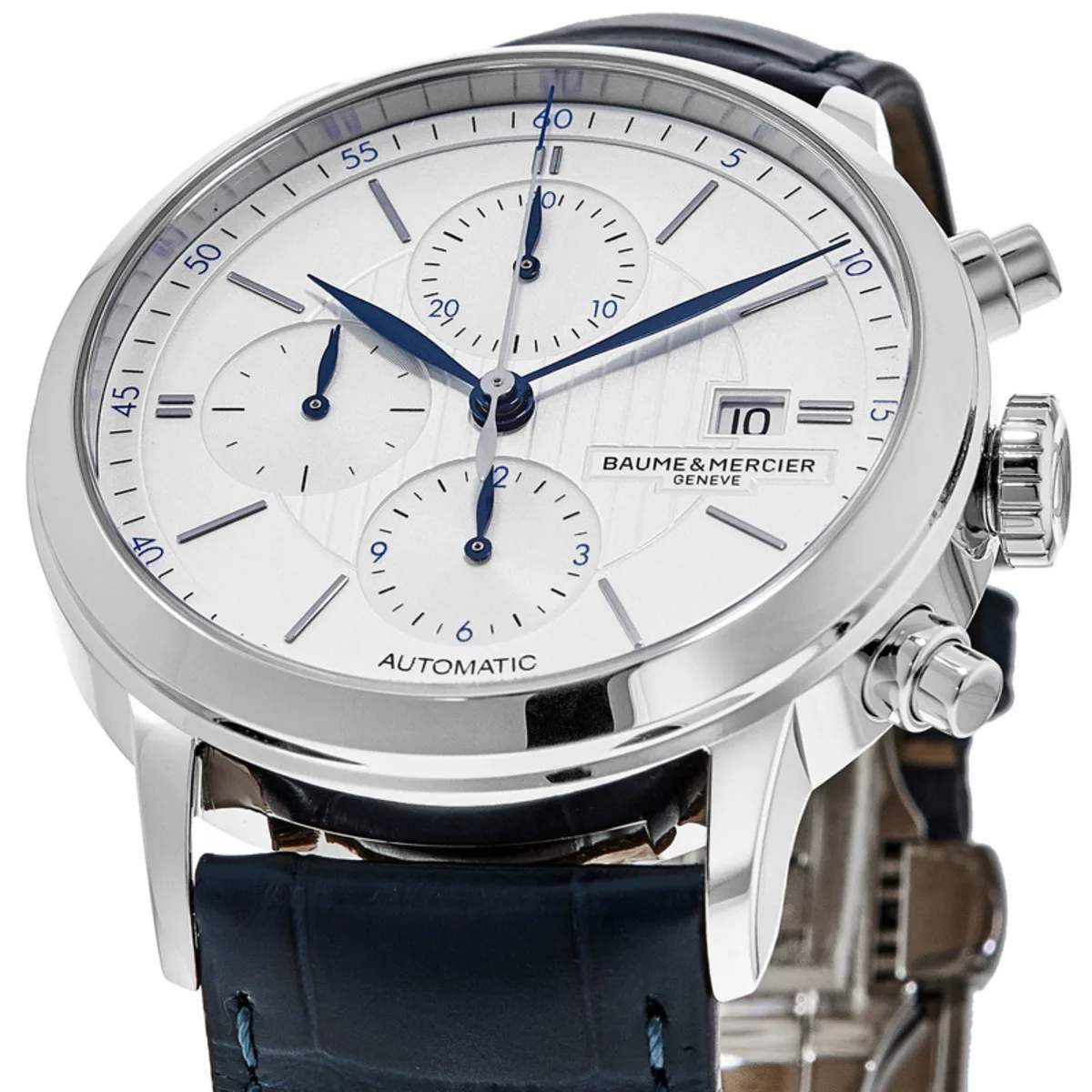 Classima Automatic Silver Chronograph Dial Leather Strap Men's Watch 10330 - Image 4