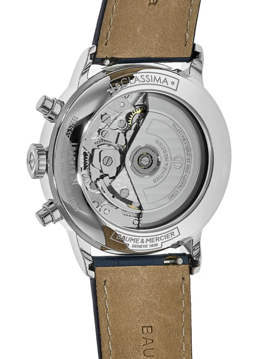 Classima Automatic Silver Chronograph Dial Leather Strap Men's Watch 10330 - Image 3