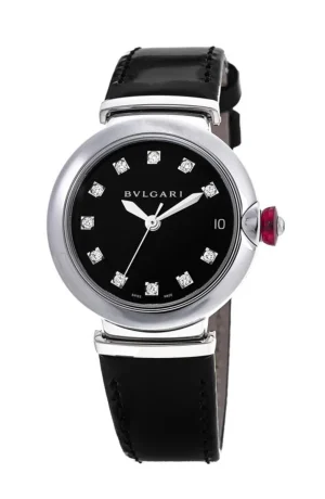 Lvcea Black Diamond Dial Leather Strap Women's Watch 103503