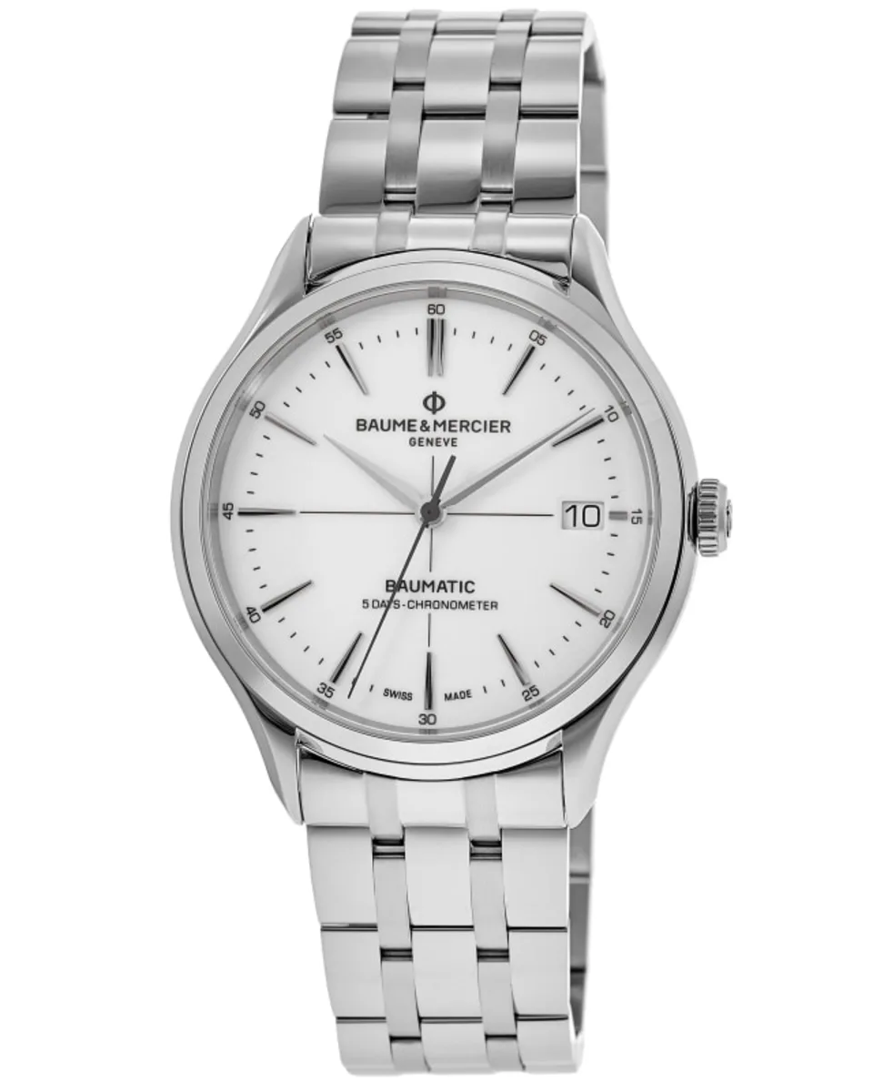 Baume & Mercier Clifton Automatic White Dial Steel Men's Watch 10505