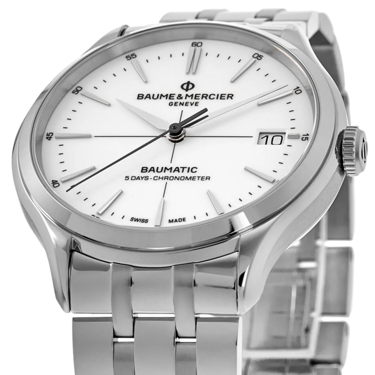 Baume & Mercier Clifton Automatic White Dial Steel Men's Watch 10505 - Image 5