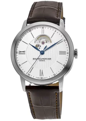 Classima Automatic Silver Open Dial Leather Strap Men's Watch 10524