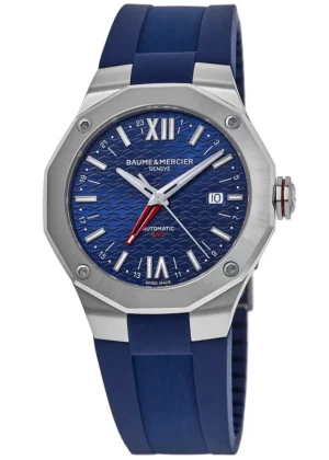 Baume & Mercier  Riviera Automatic GMT Blue Dial Rubber Strap Men's Watch 10659