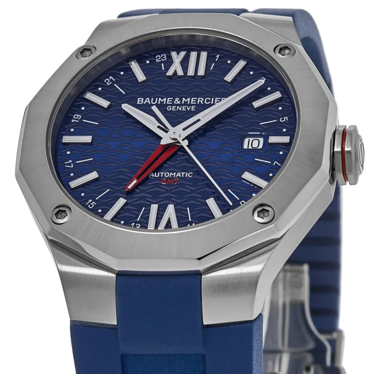 Baume & Mercier Riviera Automatic GMT Blue Dial Rubber Strap Men's Watch 10659 - Image 2