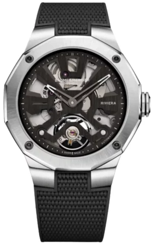 Riviera Automatic Skeleton Dial Black Rubber Strap Men's Watch 10721
