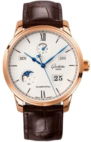 Senator Excellence Perpetual Calendar Silver Dial Rose Gold Leather Strap Men's Watch 1-36-02-02-05-61