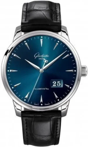 Senator Excellence Panorama Date Blue Dial Black Leather Strap Men's Watch 1-36-03-04-02-30