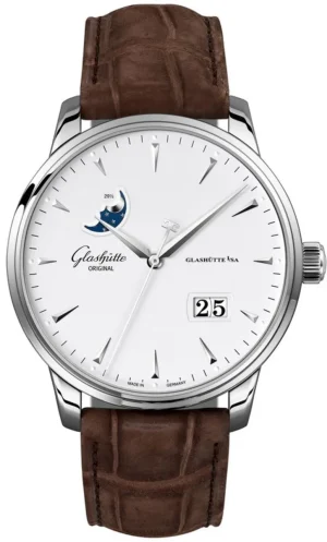 Senator Excellence Panorama Date Moonphase Silver Dial Brown Leather Strap Men's Watch 1-36-04-05-02-31