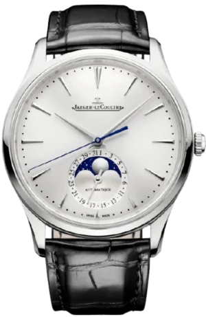 Master Ultra Thin Moon Automatic Silver Dial Leather Strap Men's Watch 1368430