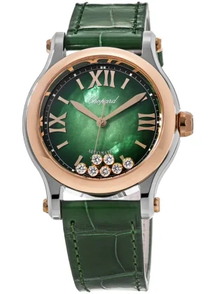 Happy Sport Medium Automatic 36mm Green Mother of Pearl Floating Diamond Dial Women's Watch 278578-6002