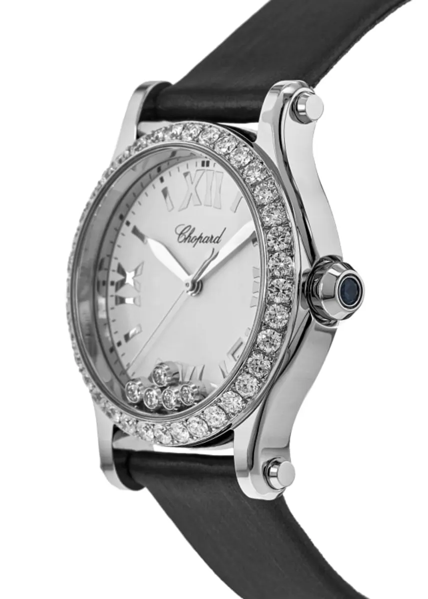 Happy Sport Medium 36mm Quartz Floating Diamond Custom Bezel Satin Strap Women's Watch 278582-3001S-CD - Image 3