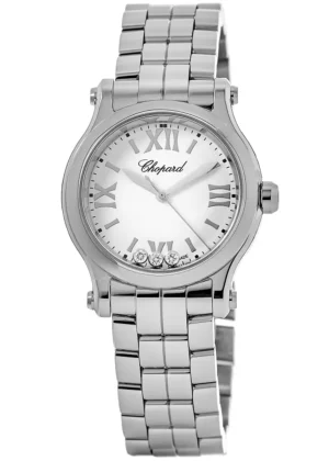 Happy Sport 30mm White Floating Diamond Dial Steel Women's Watch 278590-3002