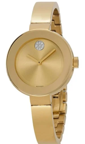Bold Yellow Gold Tone Crystal Bangle Women's Watch 3600201
