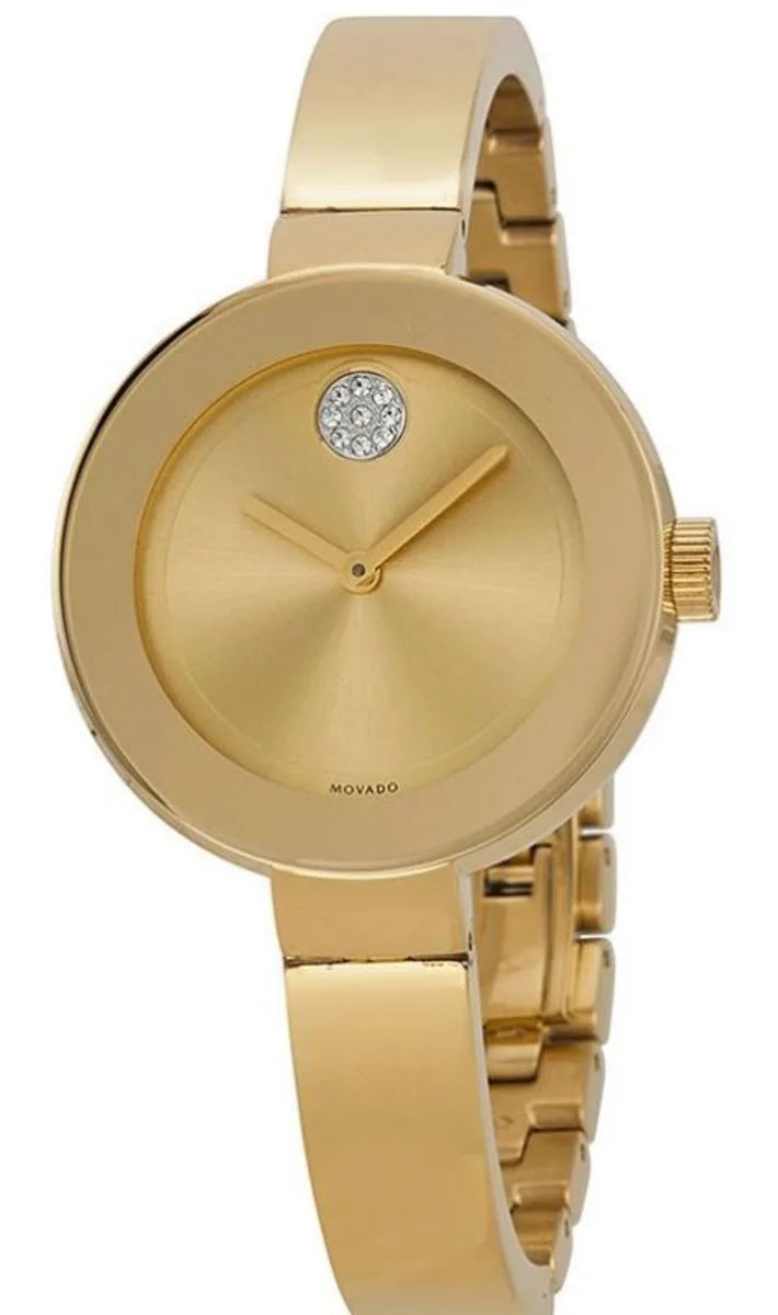 Bold Yellow Gold Tone Crystal Bangle Women's Watch 3600201