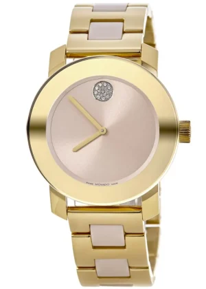 Bold Ceramic Pale Yellow Gold Tone Women's Watch 3600800