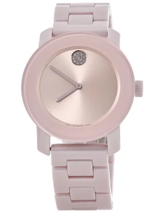 Bold Pink Blush Dial Ceramic Bracelet Women's Watch 3600804